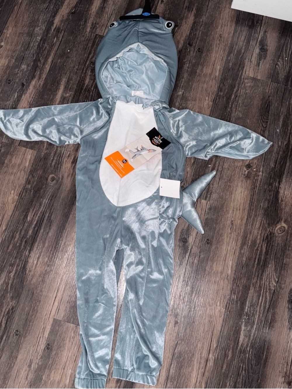 Kids Shark Costume - Silver Gray Hooded Jumpsuit